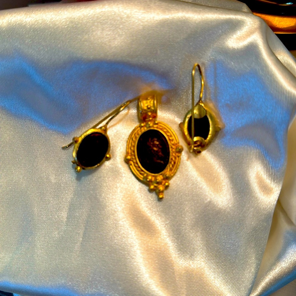 Roman Amulet style necklace and earrings